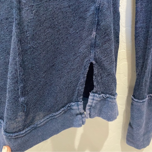 𝅺Free People Affogato Hacci Linen Blend Blouse Indigo Size S - Picture 8 of 9